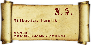 Milkovics Henrik névjegykártya